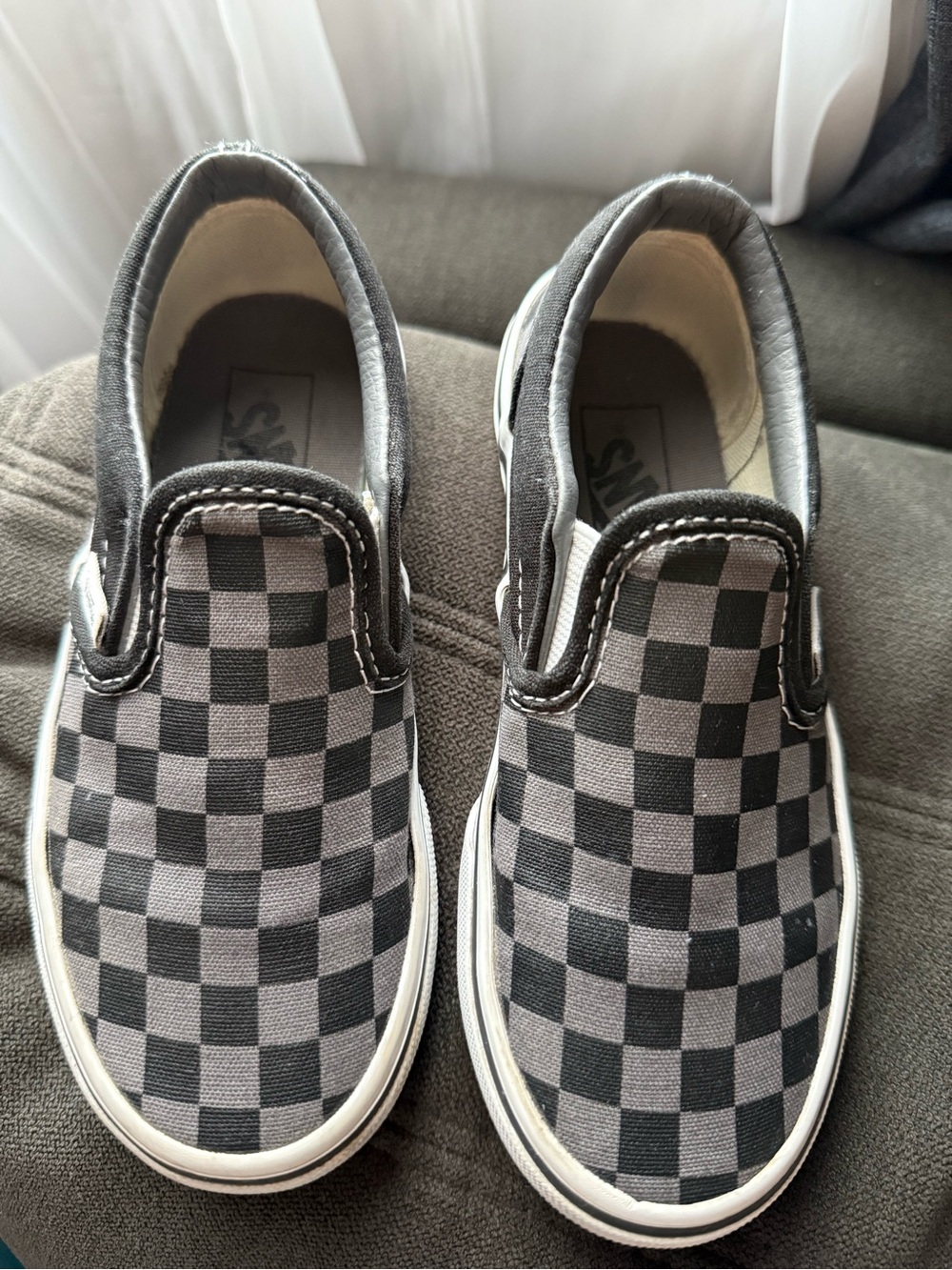 Vans Kids Slip-On Checkerboard Sneakers - Black & Gray
